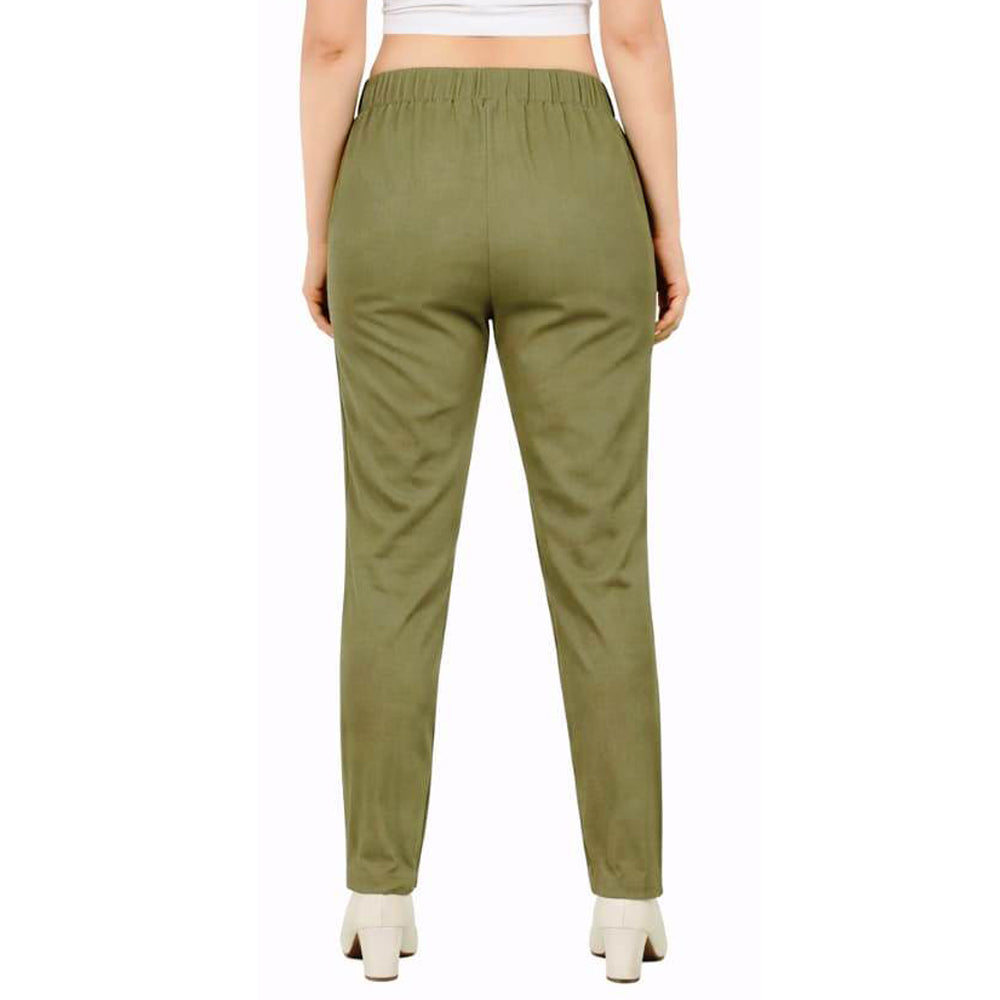 Straight Fit Pants for Women pista-green