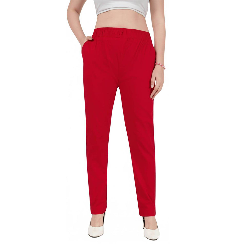 Straight Fit Pants for Women red