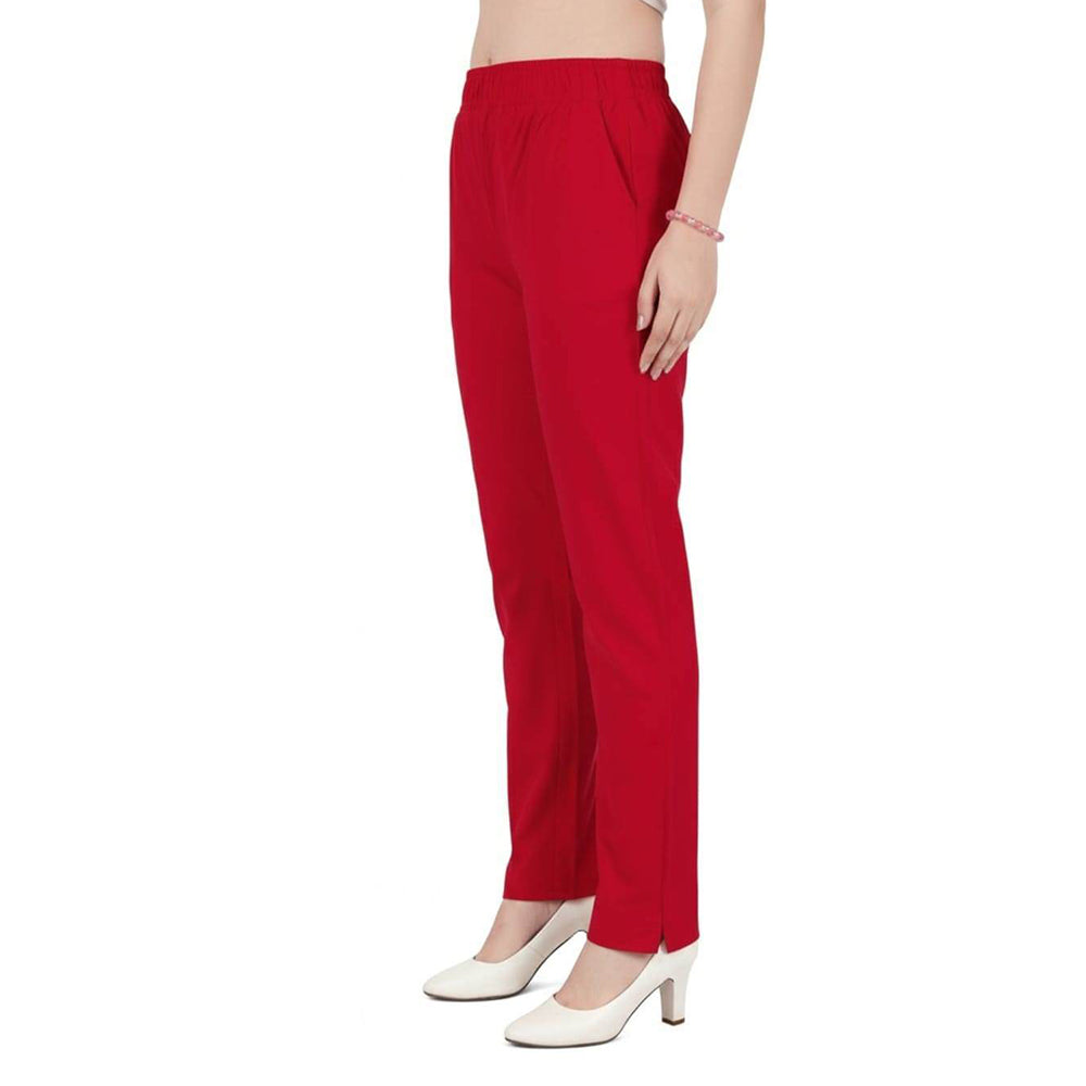 Straight Fit Pants for Women red