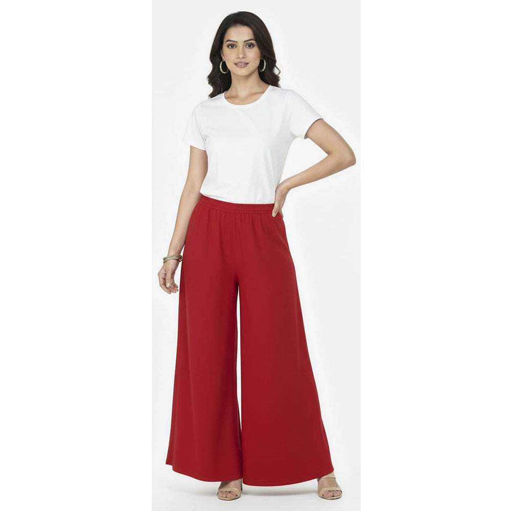 Women's Plain Rayon Palazzo red