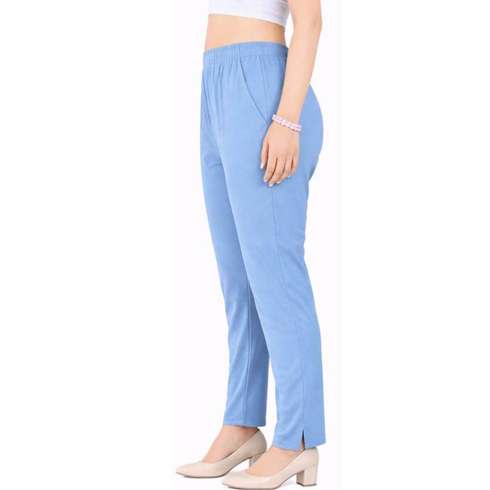 Straight Fit Pants for Women sky-blue