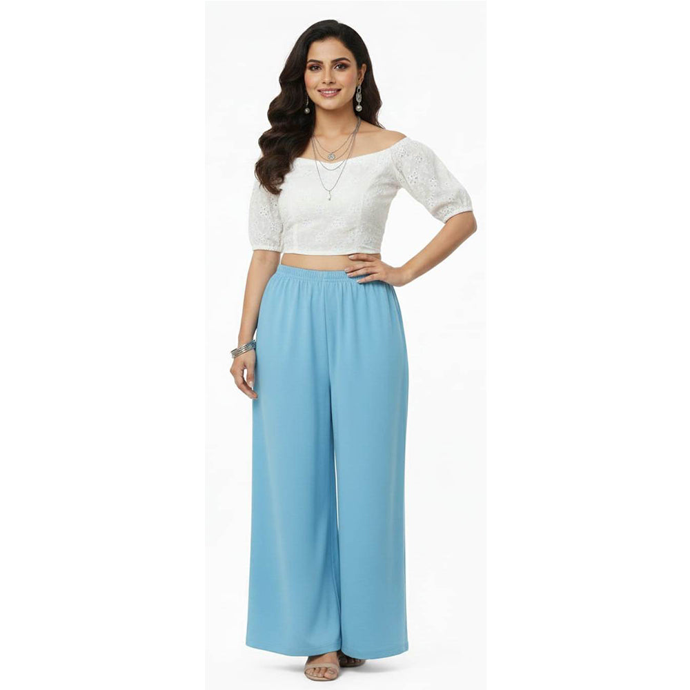 Women's Plain Rayon Palazzo sky-blue