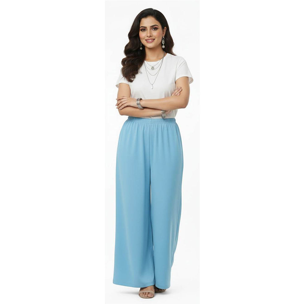 Women's Plain Rayon Palazzo sky-blue