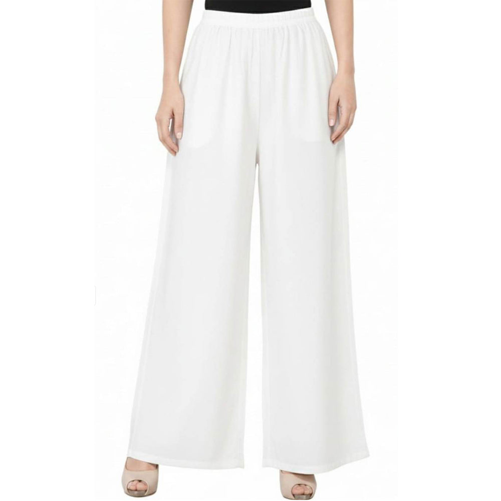 Women's Plain Rayon Palazzo white