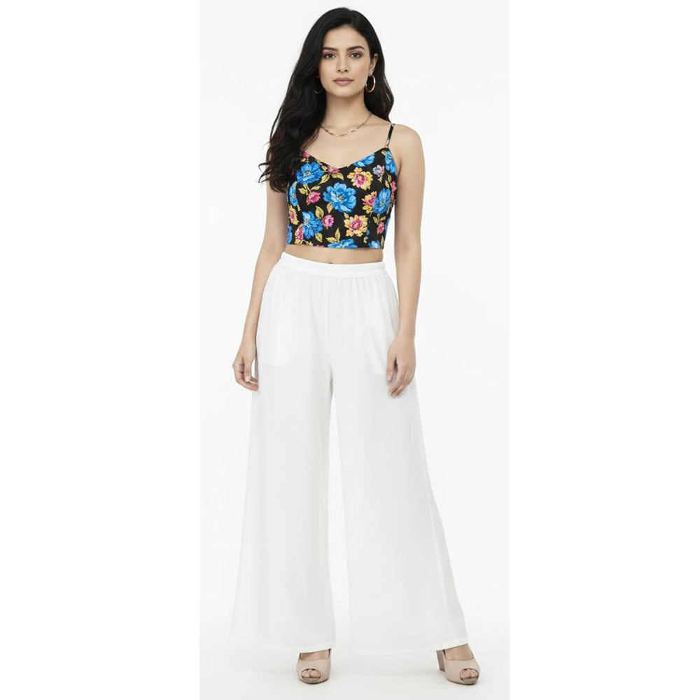 Women's Plain Rayon Palazzo white