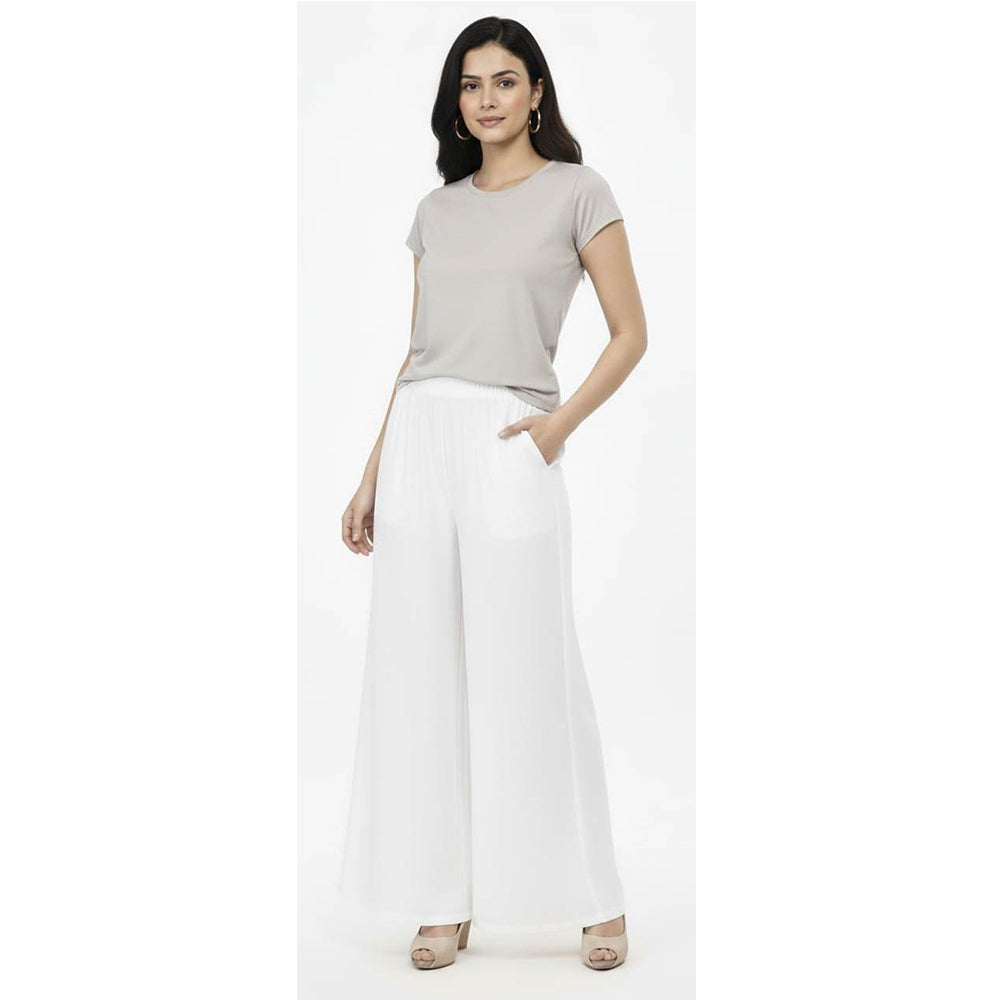 Women's Plain Rayon Palazzo white