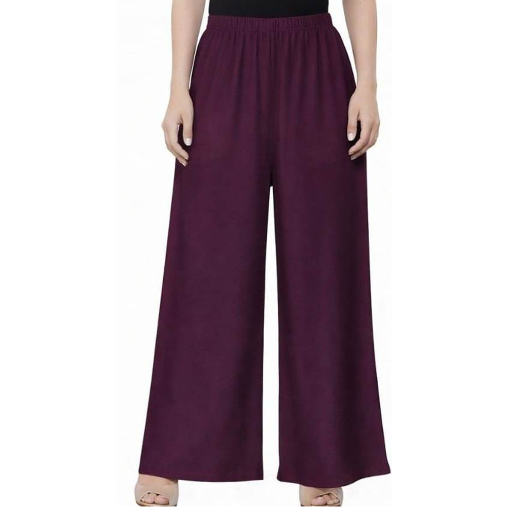 Women's Plain Rayon Palazzo wine