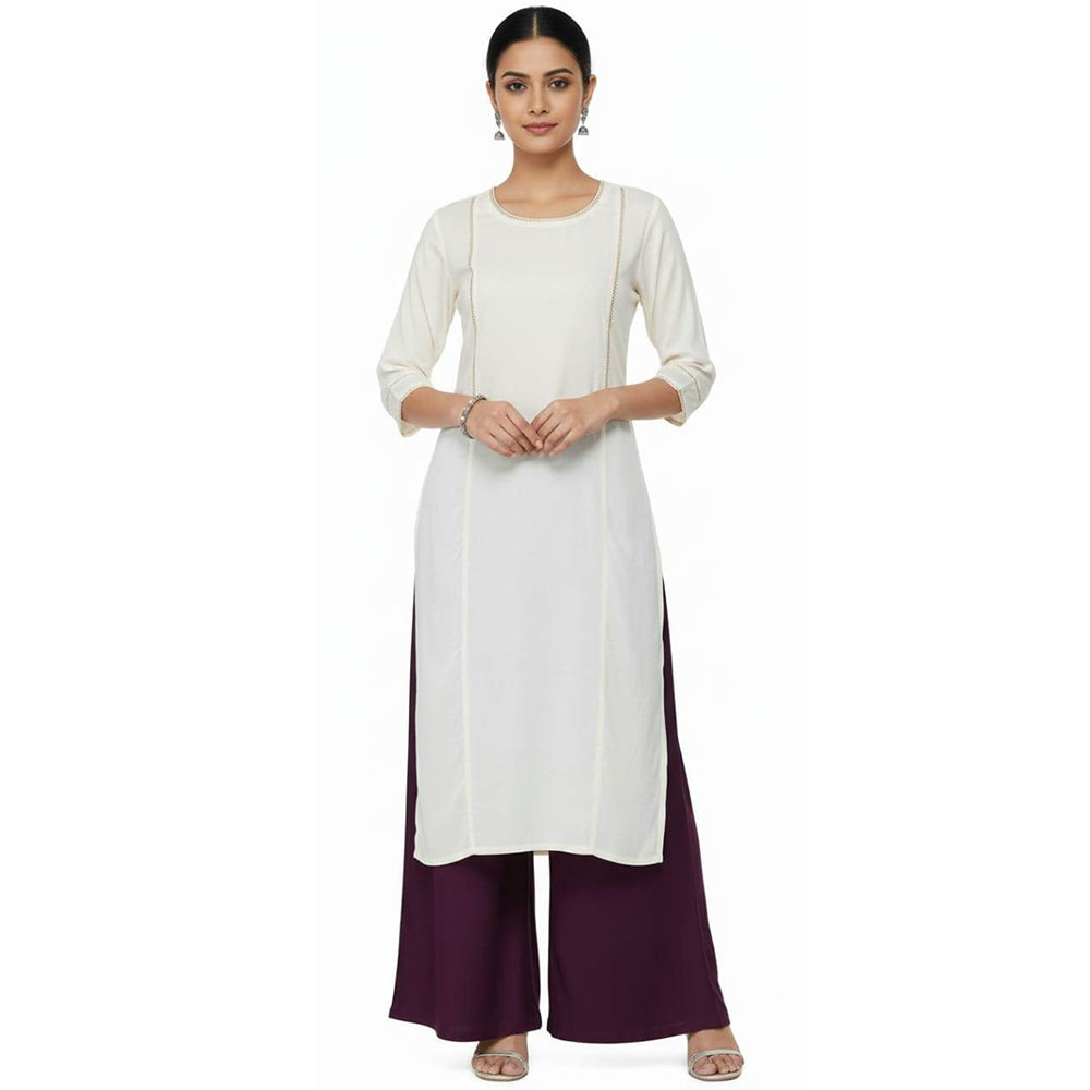 Women's Plain Rayon Palazzo wine