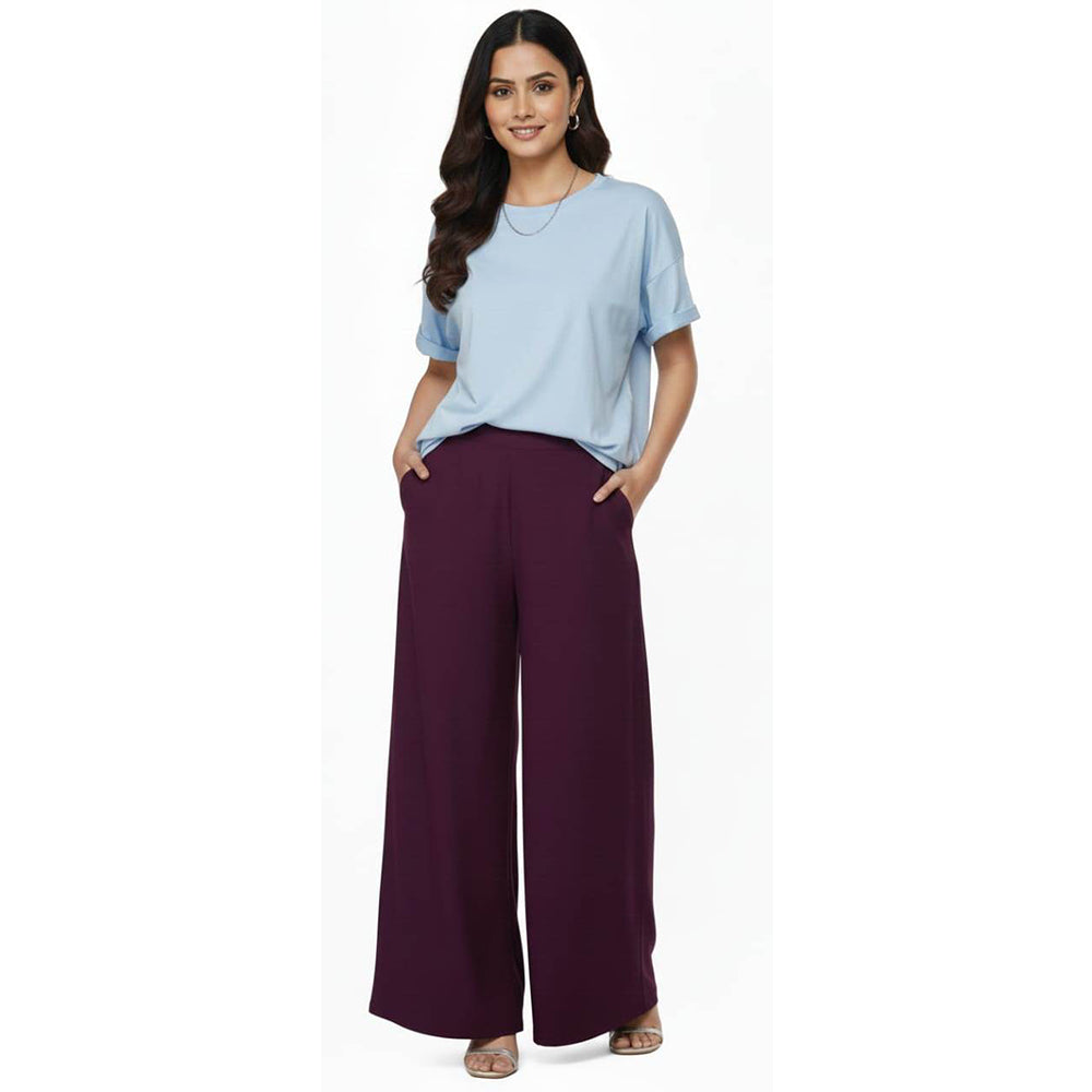 Women's Plain Rayon Palazzo wine