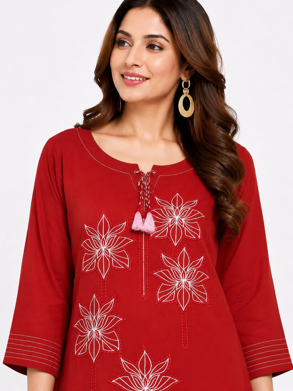 Rust Floral Embroidered Tunic