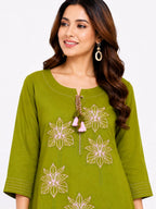 Floral Green Floral Embroidered Tunic