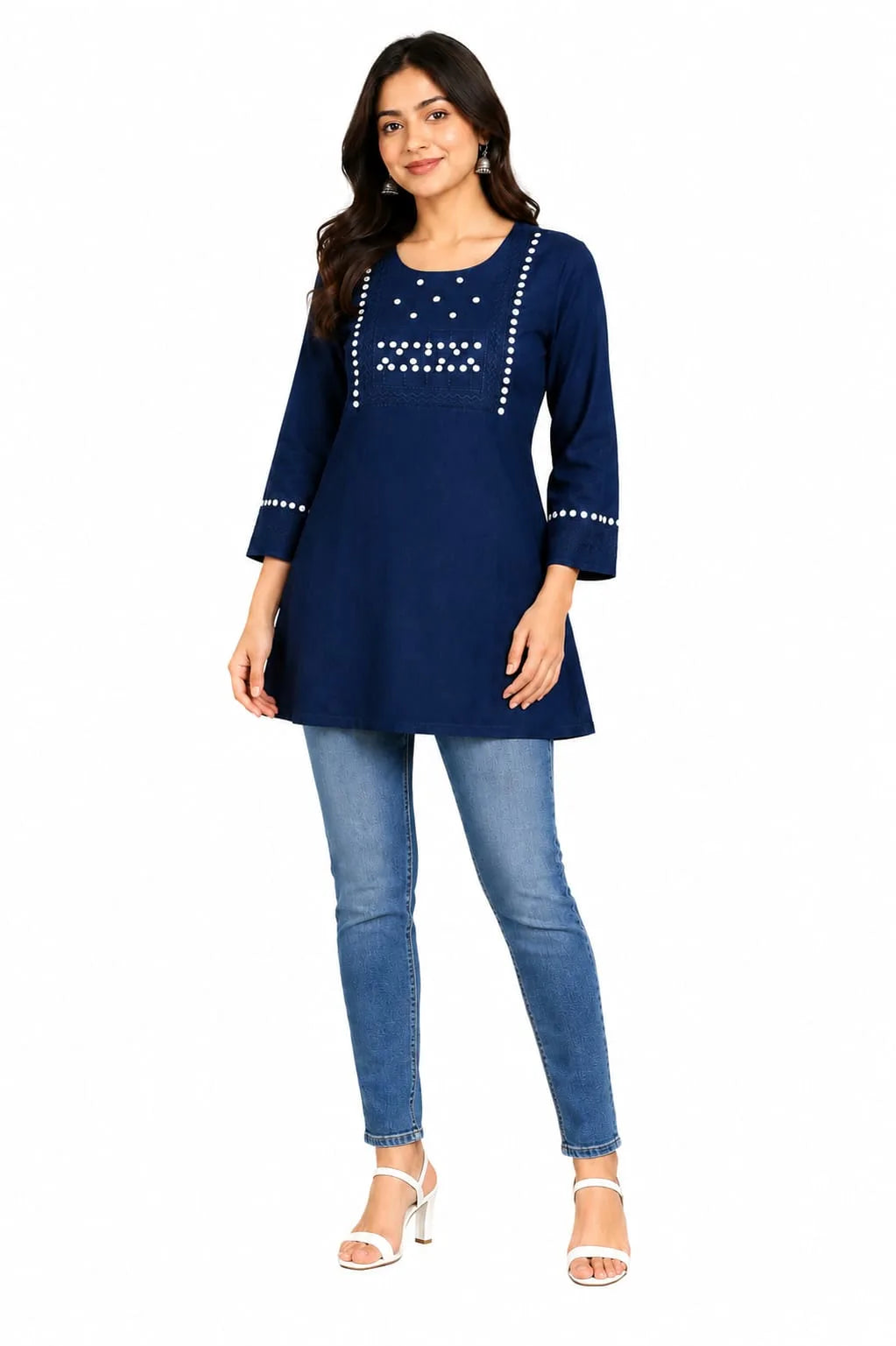 Classic Indigo Embellished Tunic