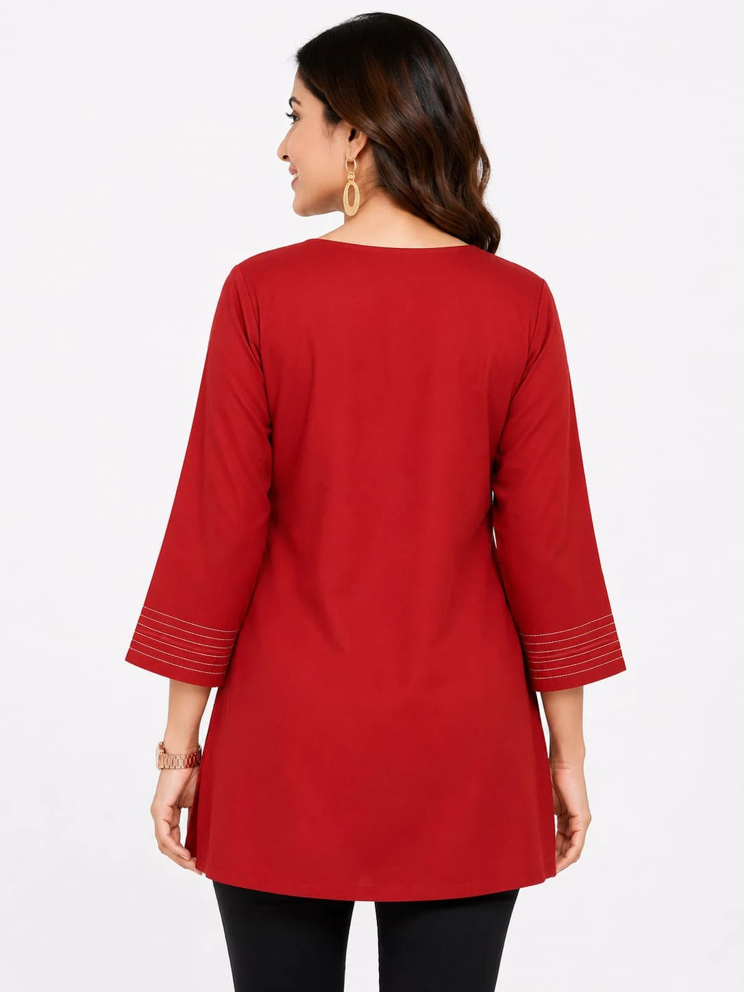 Rust Floral Embroidered Tunic