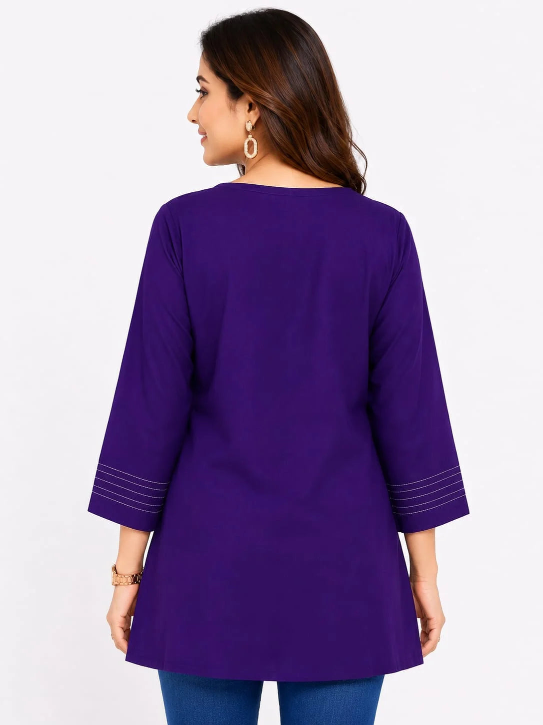 Royal Purple Floral Embroidered Tunic