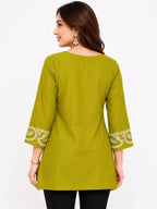 Olive Green Embroidered Ethnic Tunic