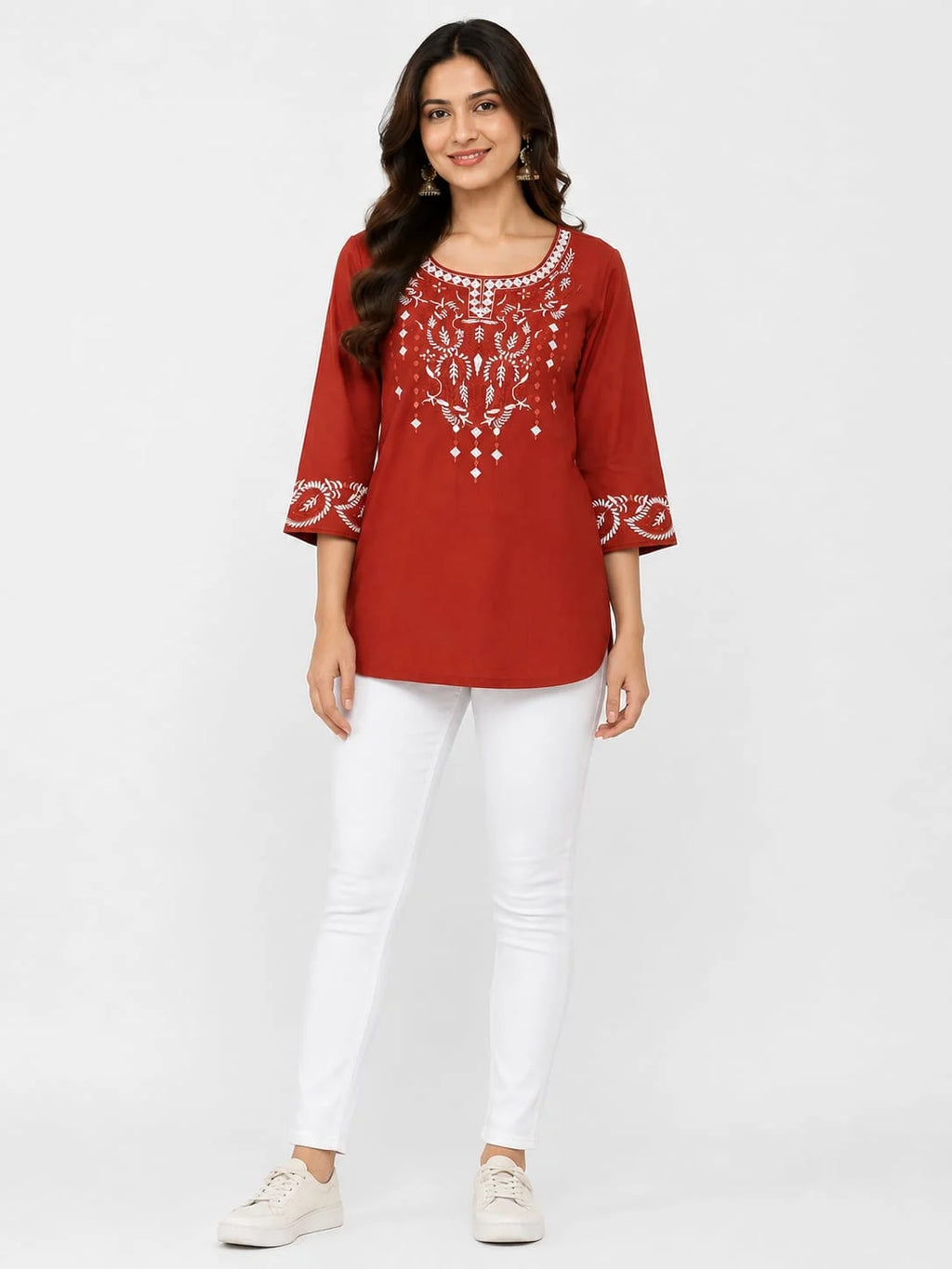 Rust Embroidered Ethnic Tunic