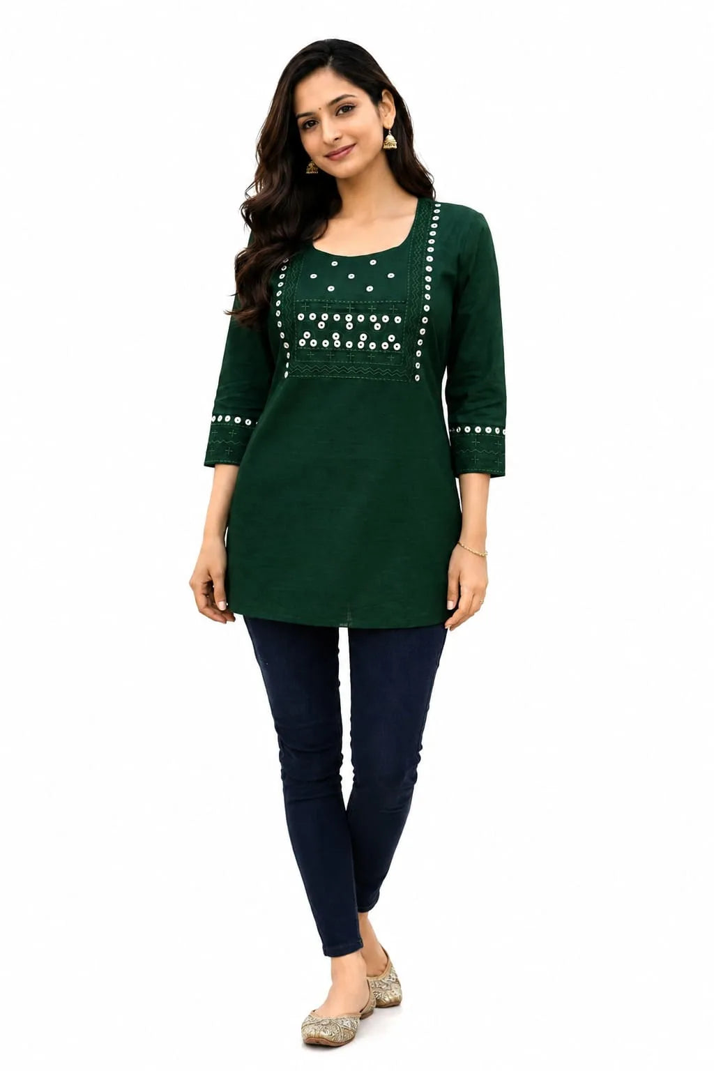 Classic Green Embellished Tunic