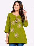 Floral Green Floral Embroidered Tunic