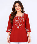 Rust Embroidered Ethnic Tunic