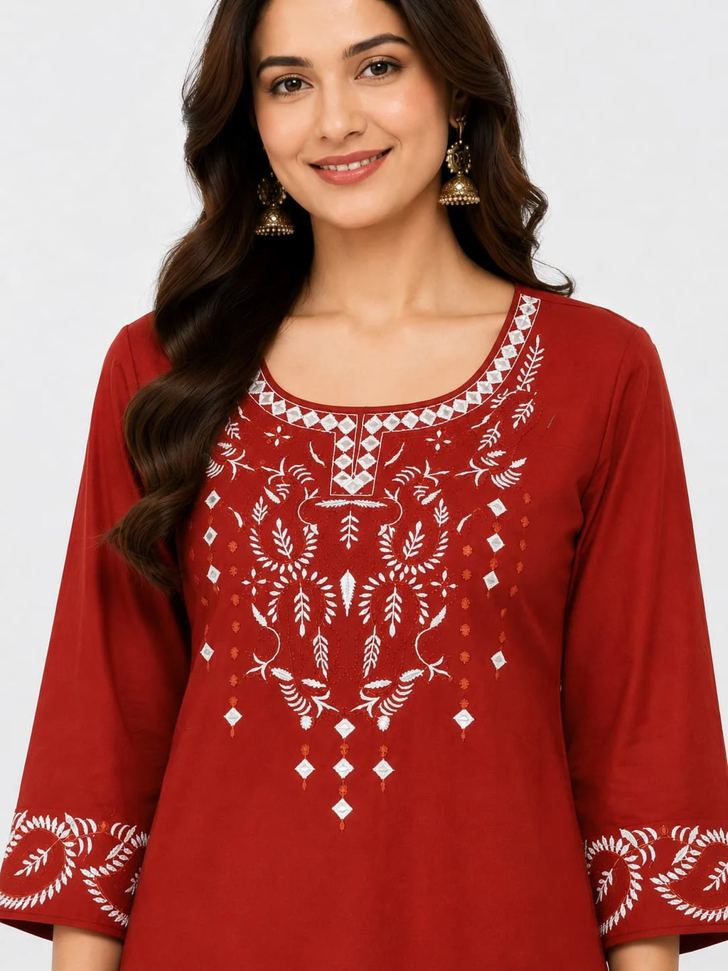 Rust Embroidered Ethnic Tunic