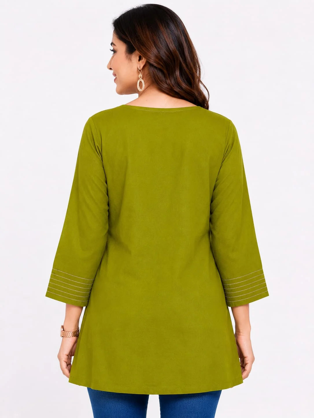 Floral Green Floral Embroidered Tunic
